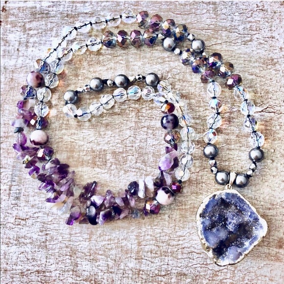 Whimsy Avenue Jewelry Jewelry - Amethyst Druzy Quartz Necklace
